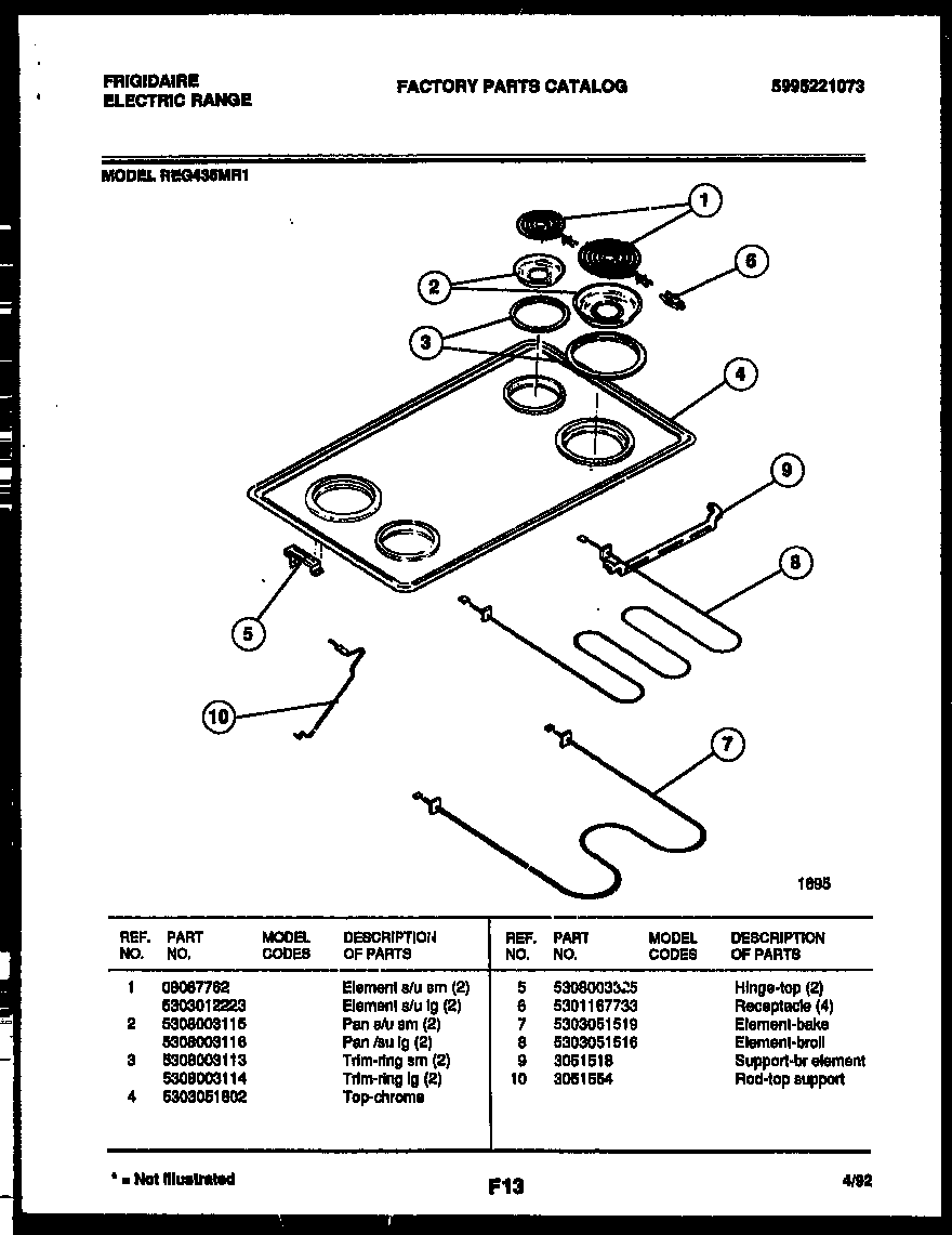 Cooktop and broiler parts