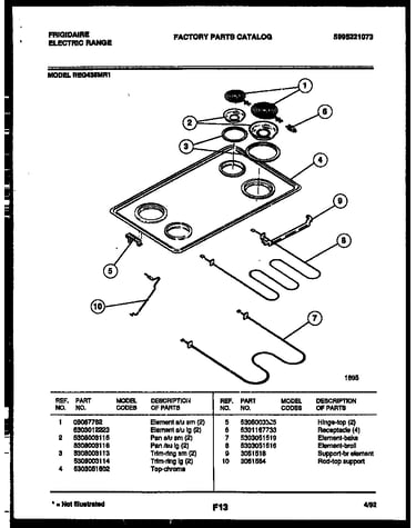 Cooktop and broiler parts