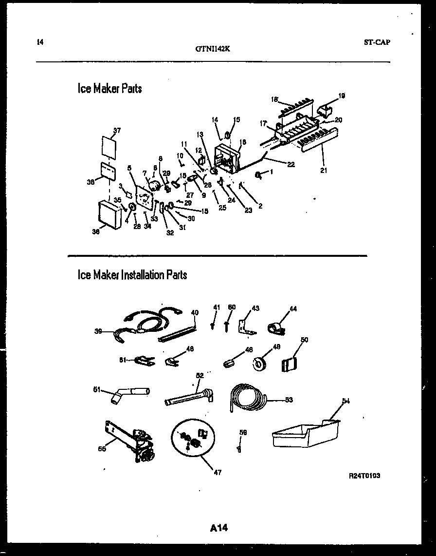 Ice maker and installation parts