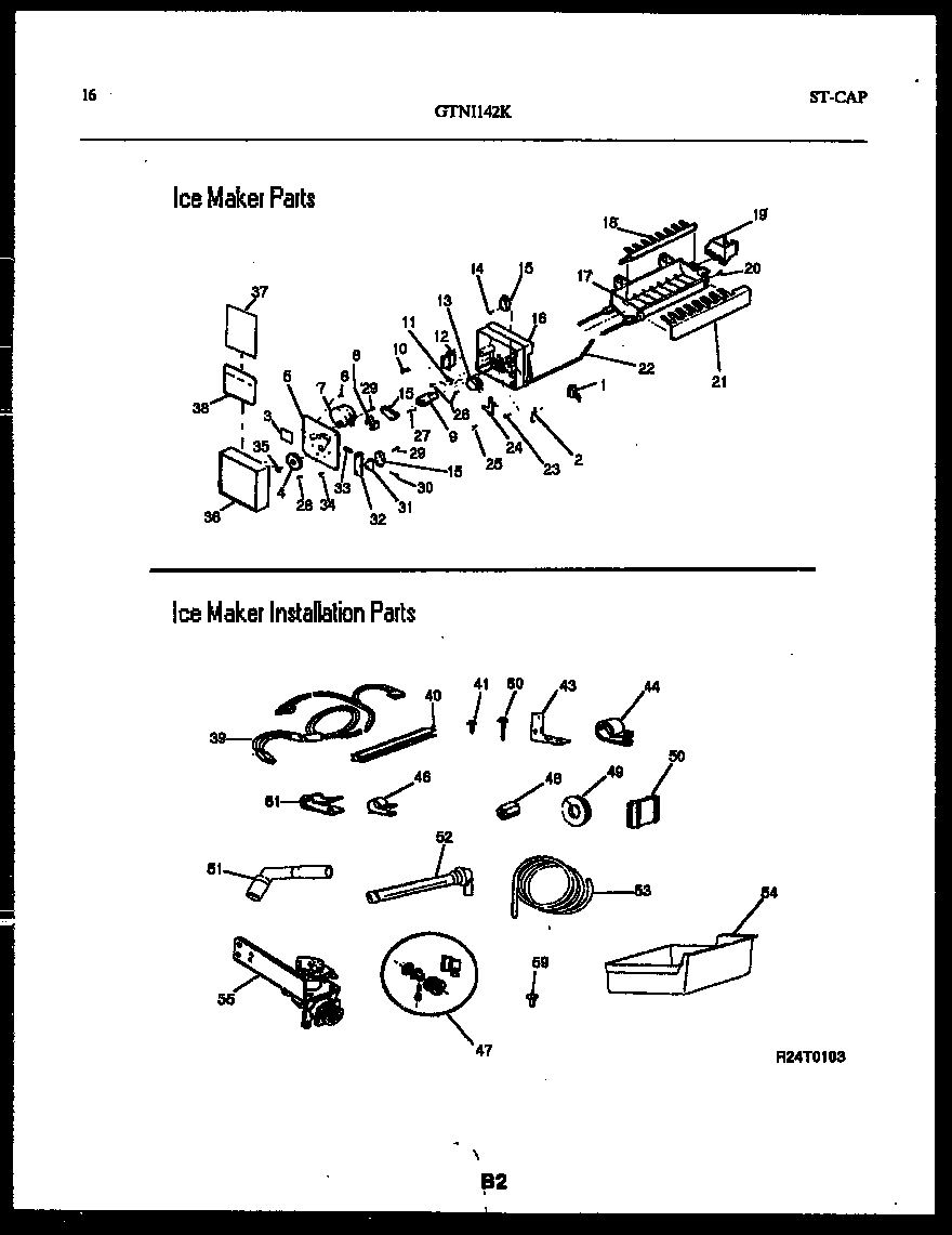 Ice maker and installation parts