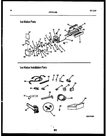 Ice maker and installation parts