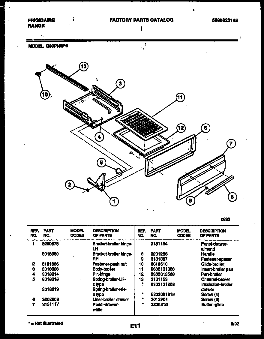 BROILER DRAWER PARTS