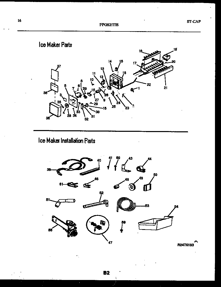 Ice maker and installation parts