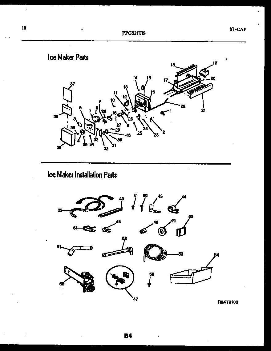 Ice maker and installation parts
