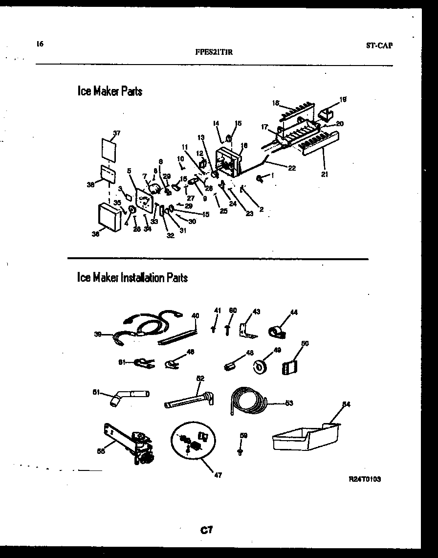Ice maker and installation parts