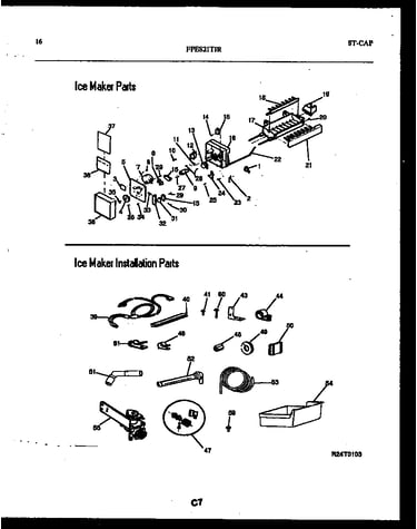 Ice maker and installation parts