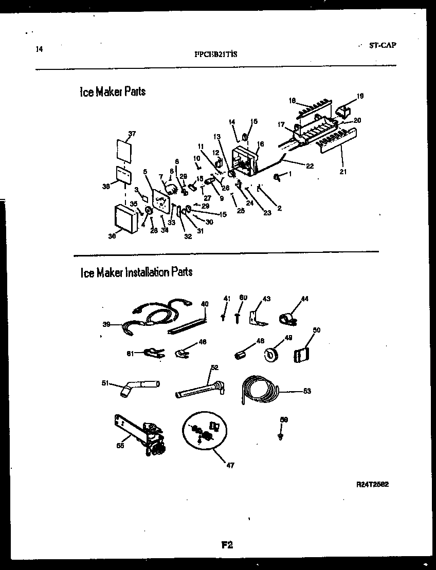 Ice maker and installation parts