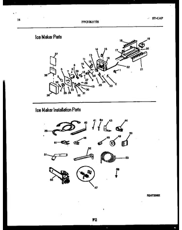 Ice maker and installation parts