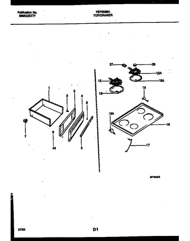Cooktop and drawer parts