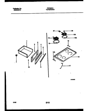 Cooktop and drawer parts