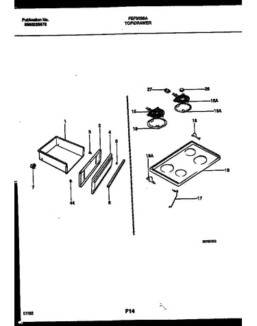 Cooktop and drawer parts