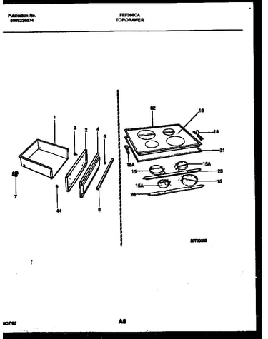 Cooktop and drawer parts