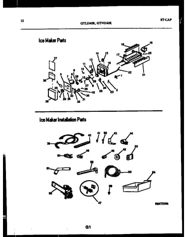 Ice maker and installation parts