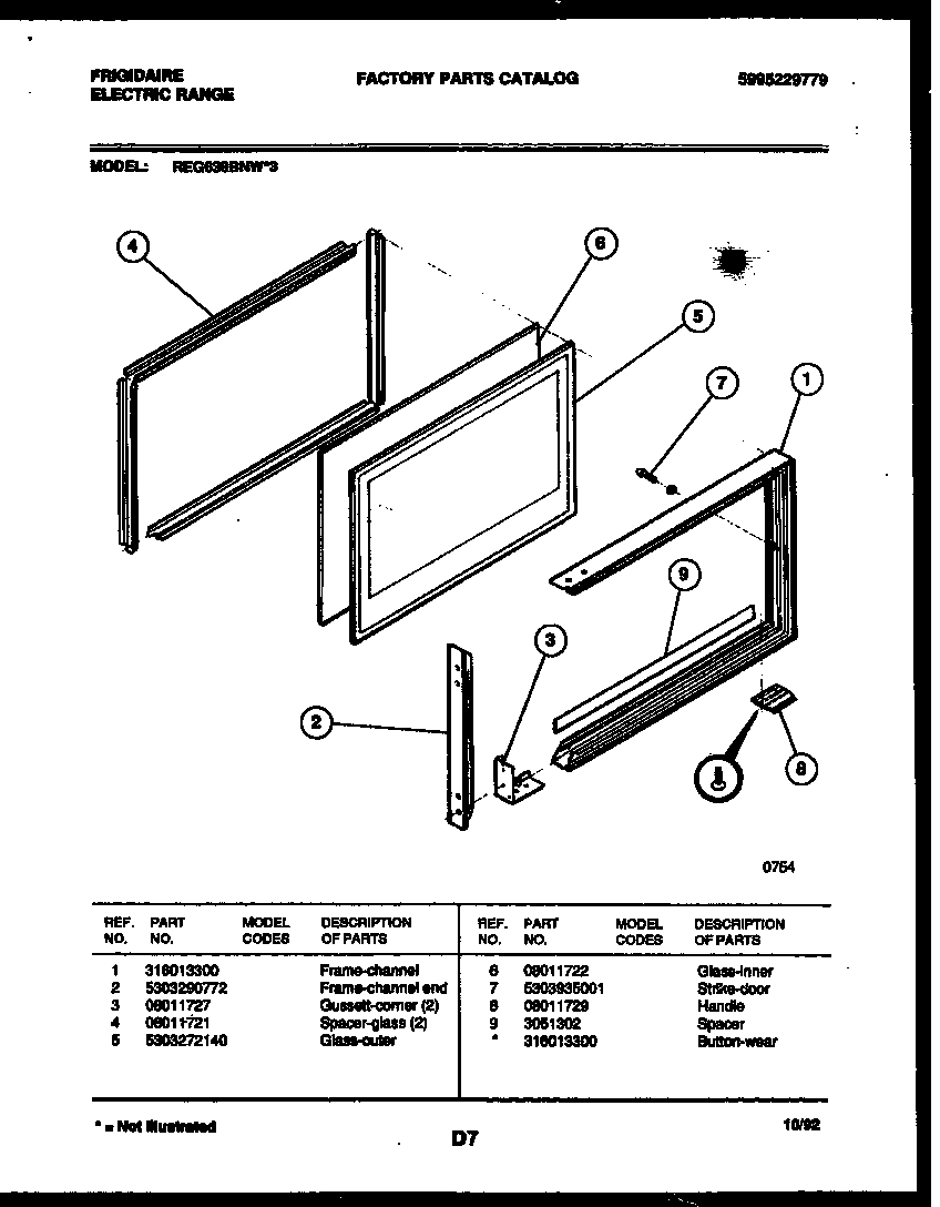 Upper oven door parts