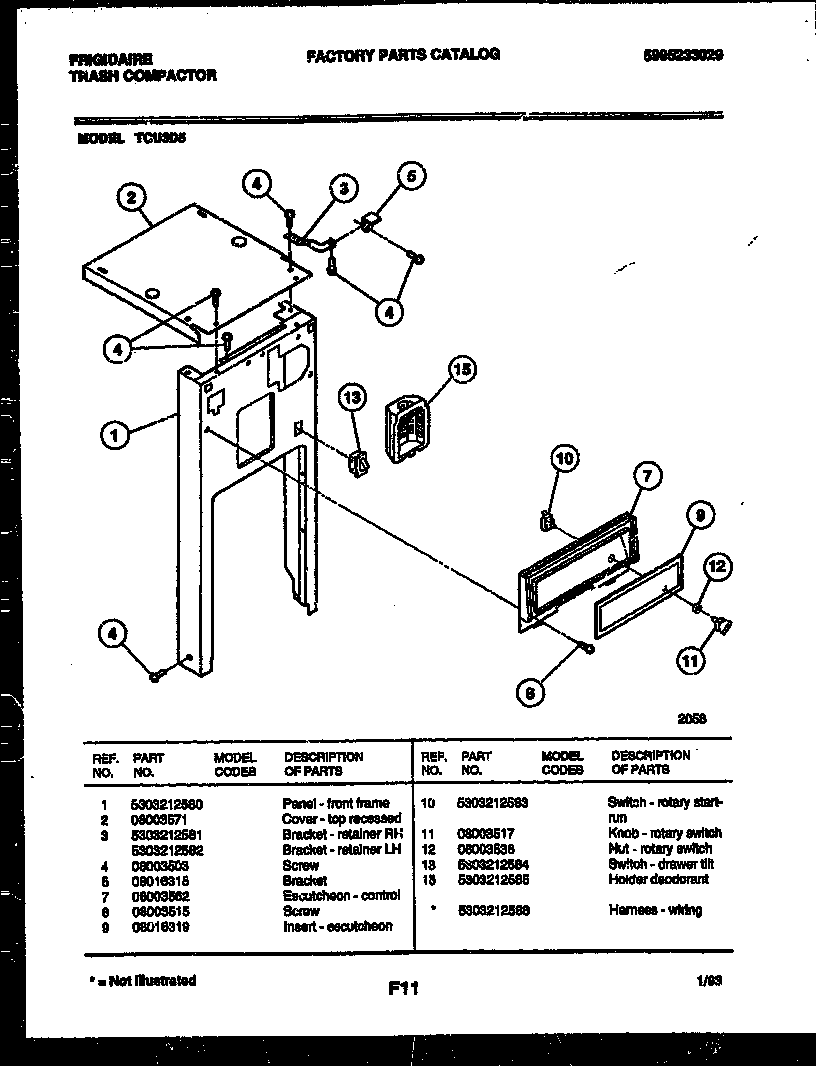 Front frame and control panel