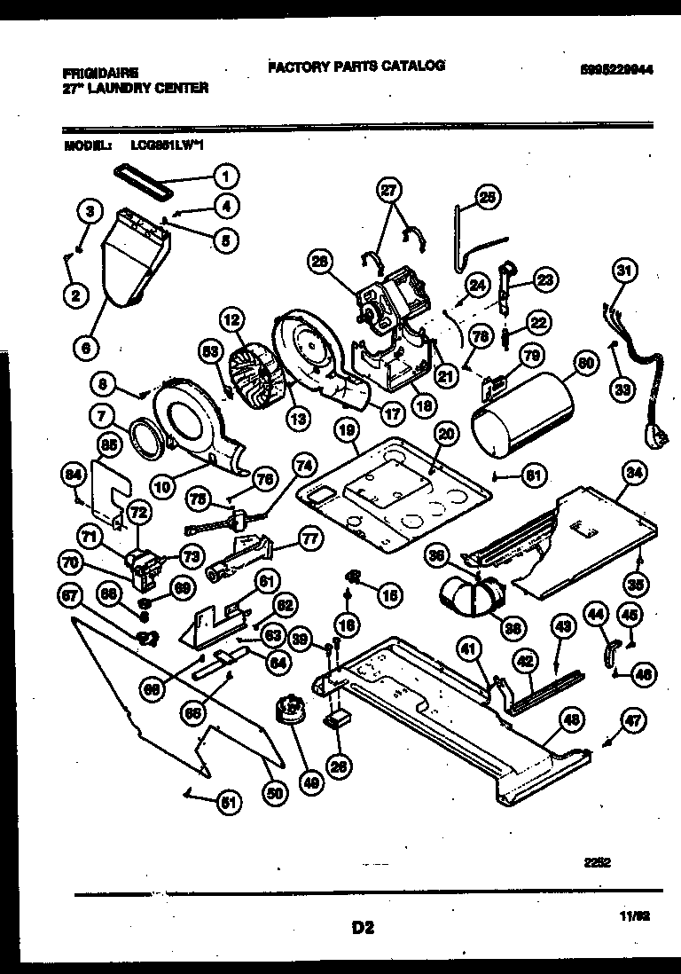 Motor, blower and cabinet parts