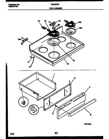 Cooktop and drawer parts