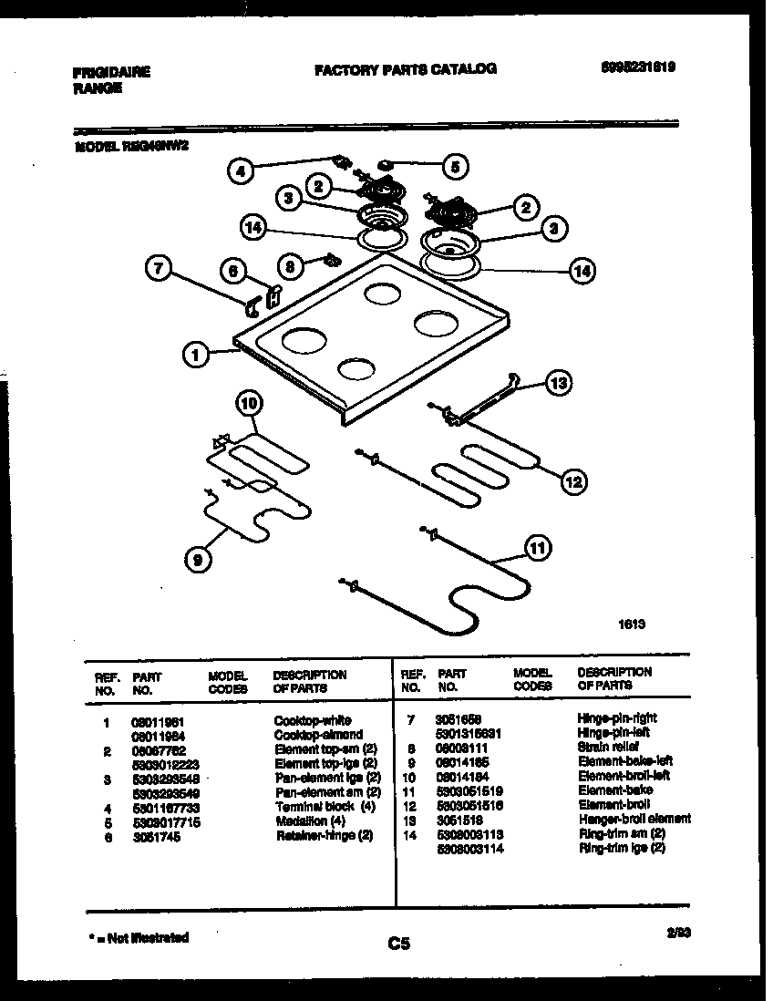Cooktop and broiler parts