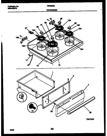 Cooktop and drawer parts