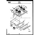 Frigidaire FEF350BADA cooktop and drawer parts diagram
