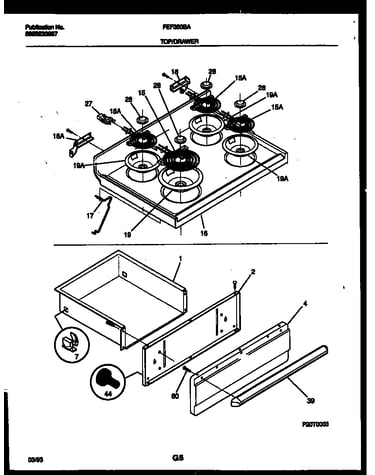 Cooktop and drawer parts