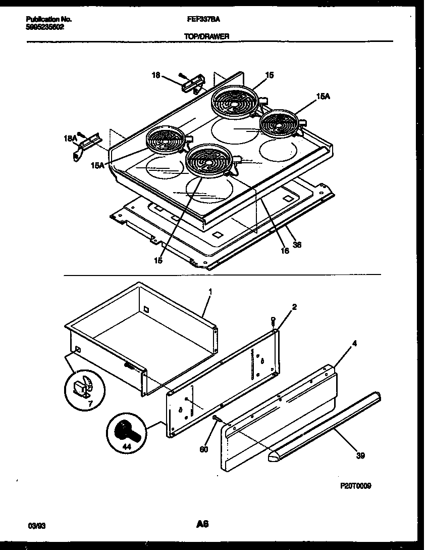 Cooktop and drawer parts