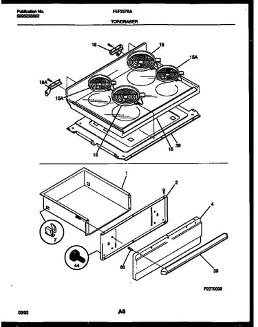 Cooktop and drawer parts