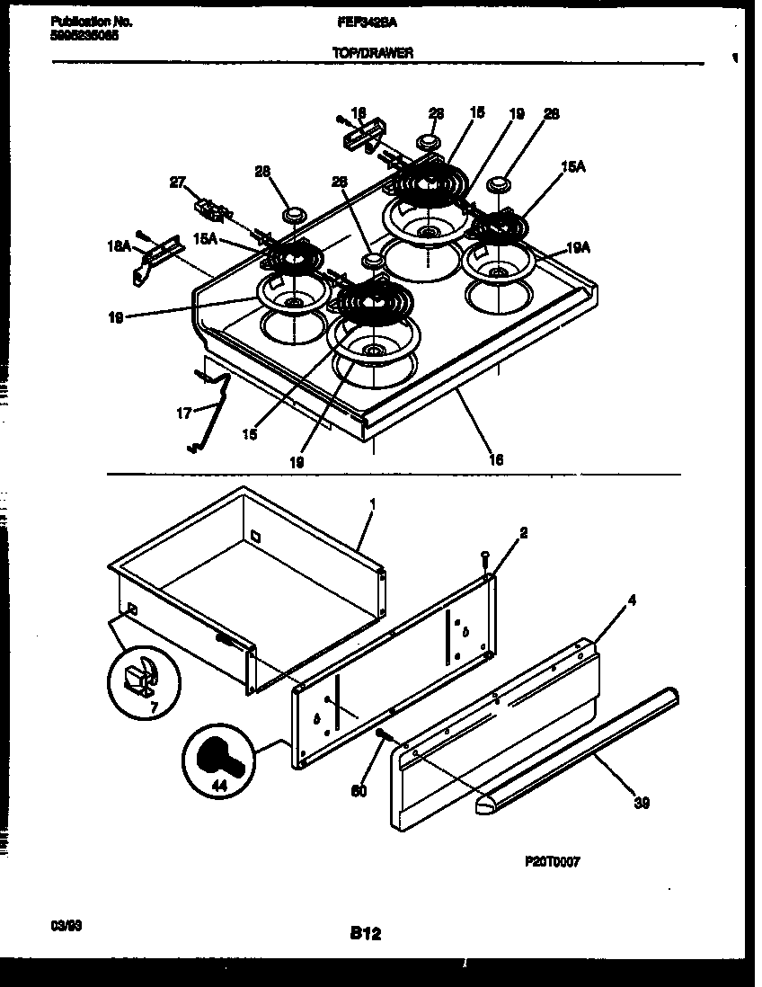 Cooktop and drawer parts