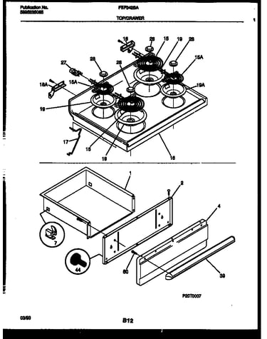 Cooktop and drawer parts