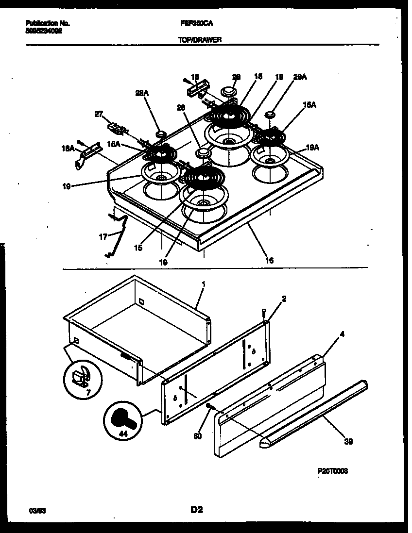 Cooktop and drawer parts