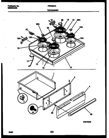 Cooktop and drawer parts
