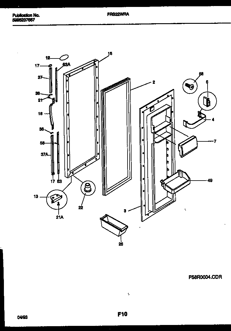 Refrigerator door parts