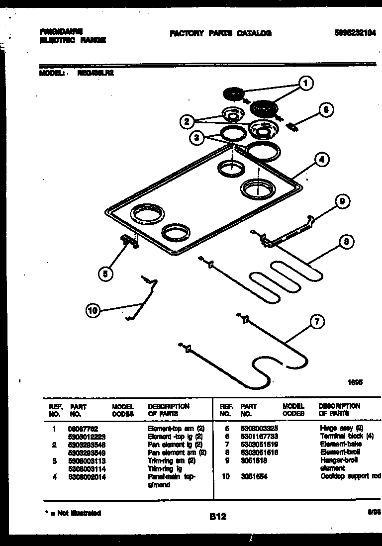 Cooktop and broiler parts