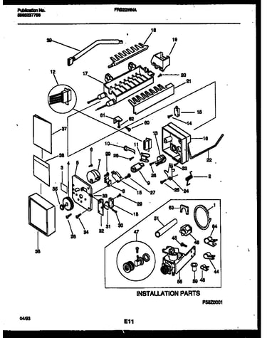 Ice maker and installation parts