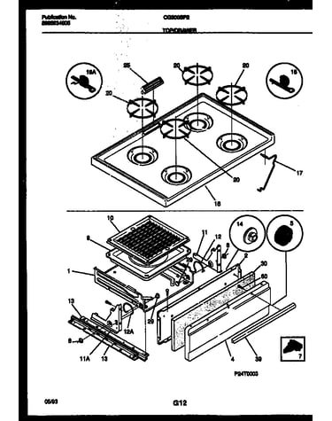 Cooktop and broiler drawer parts