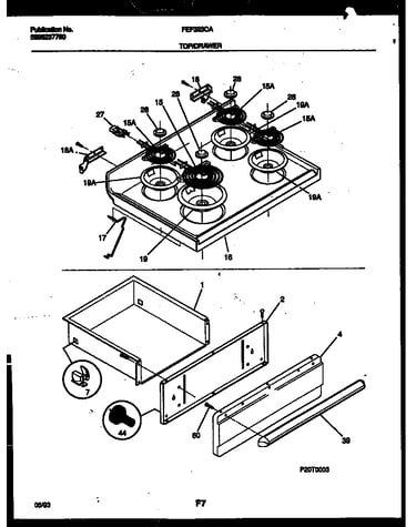 Cooktop and drawer parts