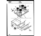 Frigidaire FEF335BADA cooktop and drawer parts diagram