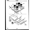 Frigidaire FEF351SADA cooktop and drawer parts diagram