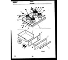Frigidaire FEF352CATA cooktop and drawer parts diagram