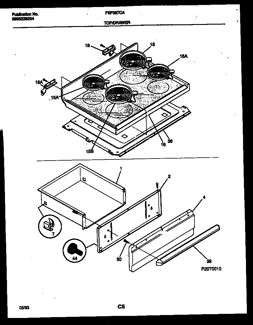 Cooktop and drawer parts