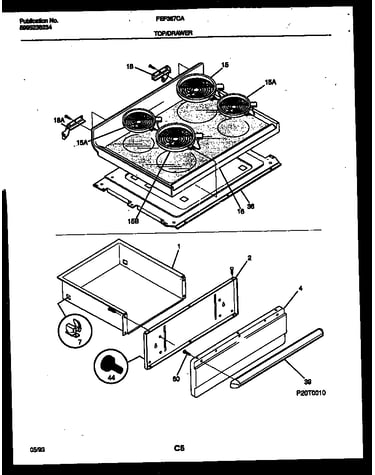 Cooktop and drawer parts