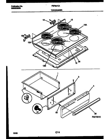 Cooktop and drawer parts