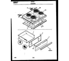 Frigidaire FEF377BADA cooktop and drawer parts diagram