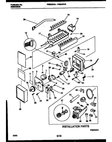 Ice maker and installation parts