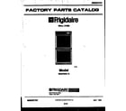 Frigidaire REG78WL3 cover page- text only diagram