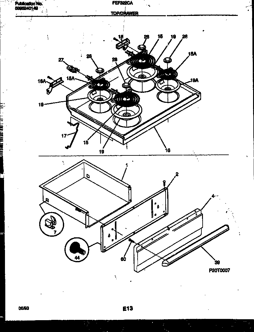 Cooktop and drawer parts