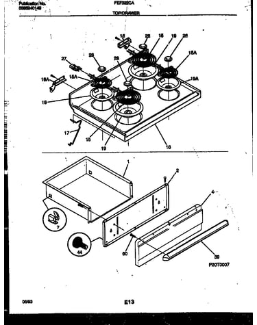 Cooktop and drawer parts