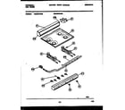 Tappan CG240SP2W2 backguard, cooktop and burner parts diagram