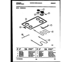 Frigidaire FED353WAD1 cooktop and broiler parts diagram