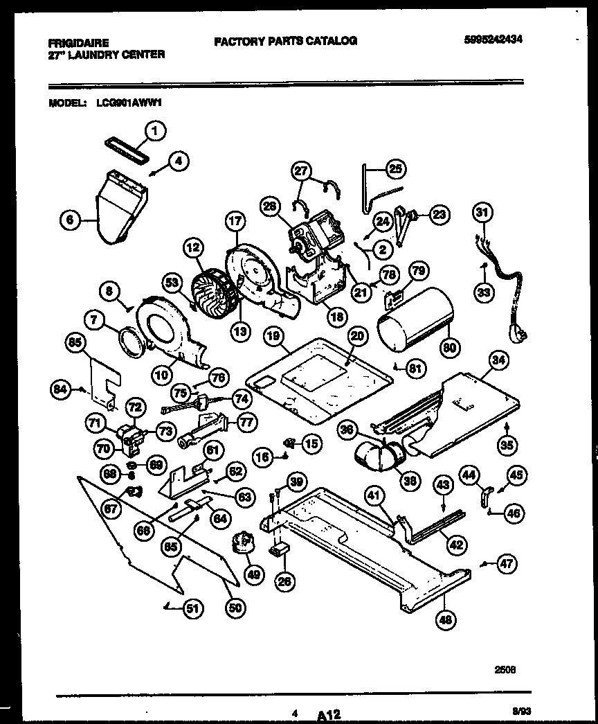 Motor, blower and cabinet parts